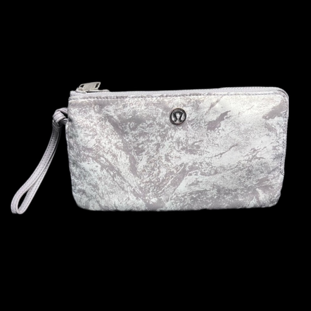 Lululemon Wristlet Pouch Marble Gray Logo Clutch One Size